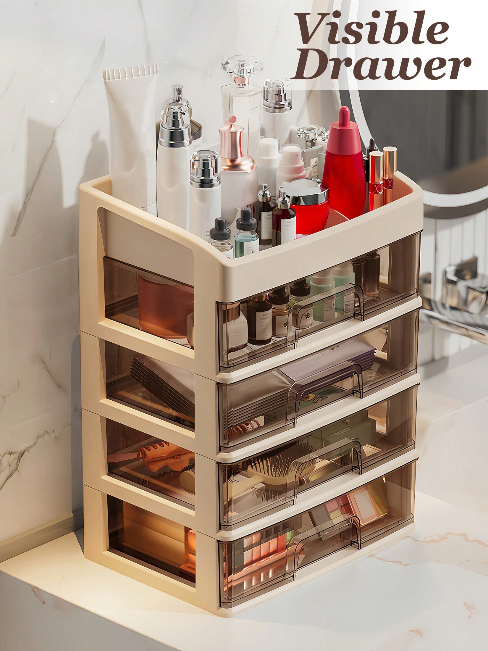 Home Essentials Bathroom Storage - Organisateur de maquillage, tiroirs de rangement