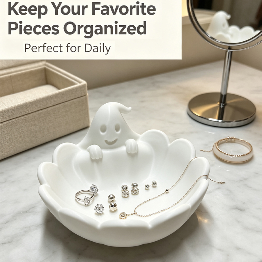 Home Essentials Bathroom Storage - Plateau à bijoux blanc mat 3D