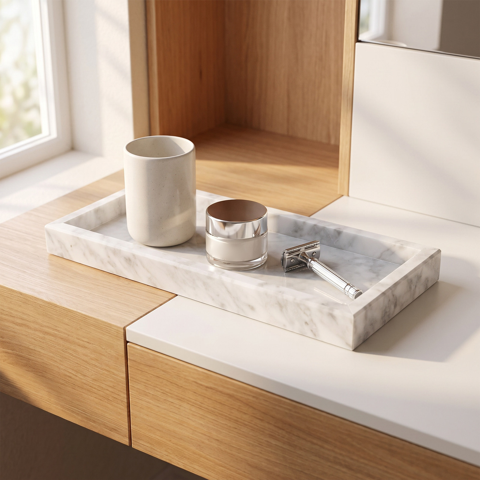 Plateau rectangulaire en marbr - Home Bathroom Organizer avis et prix