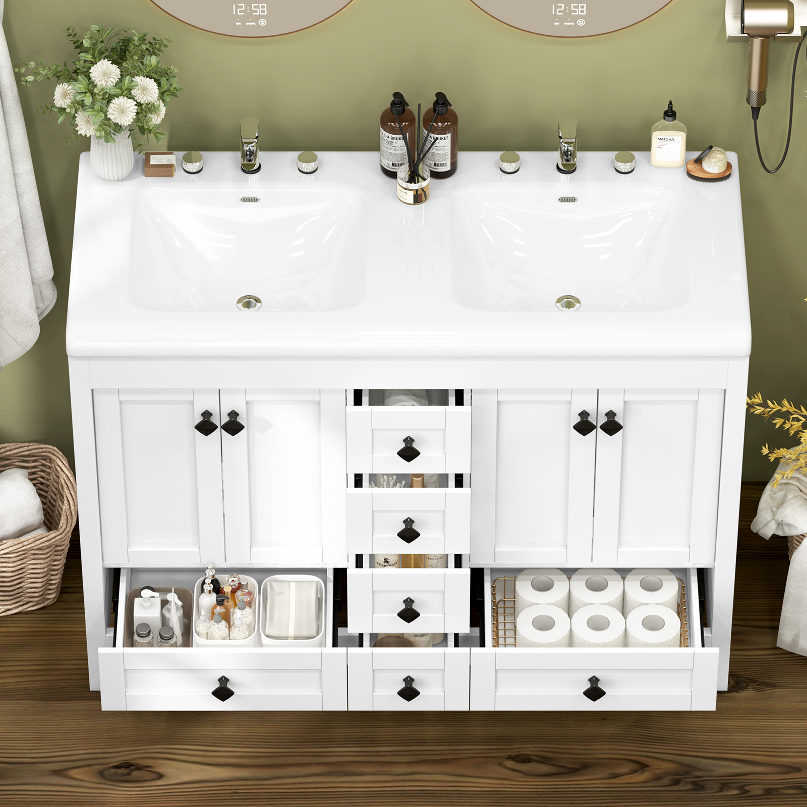 Meuble de salle de bain blanc  - Home Bathroom Vanity Combo avis et prix